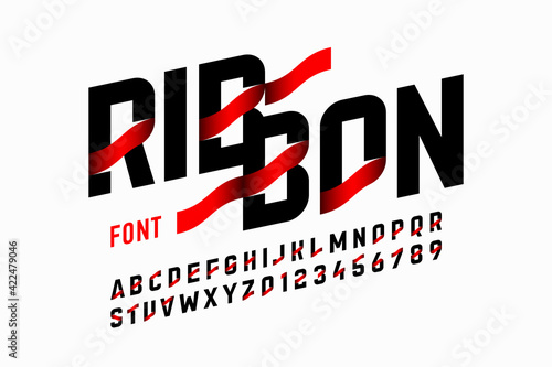Modern font with ribbon ele...