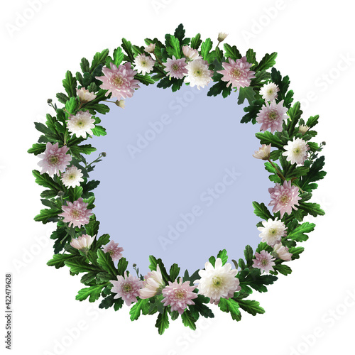 Wreath of flowers with space for text. photo