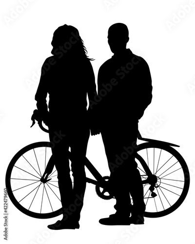 Young athlete on a bike for extreme stunts. Isolated silhouette on a white background