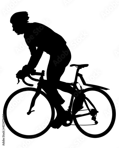 Young athlete on a bike for extreme stunts. Isolated silhouette on a white background