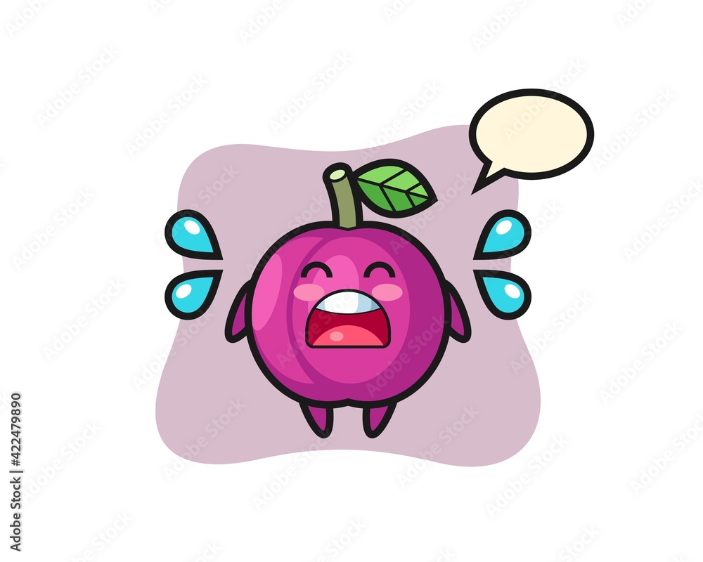 plum fruit cartoon illustration with crying gesture plum fruit cartoon illustration with crying gesture