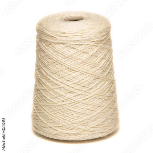 Colored yarn threads white isolated