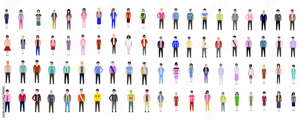 Multiethnic group of working people standing together on white background, diversity and multiculturalism. Set of full body diverse business people. Working man and woman
