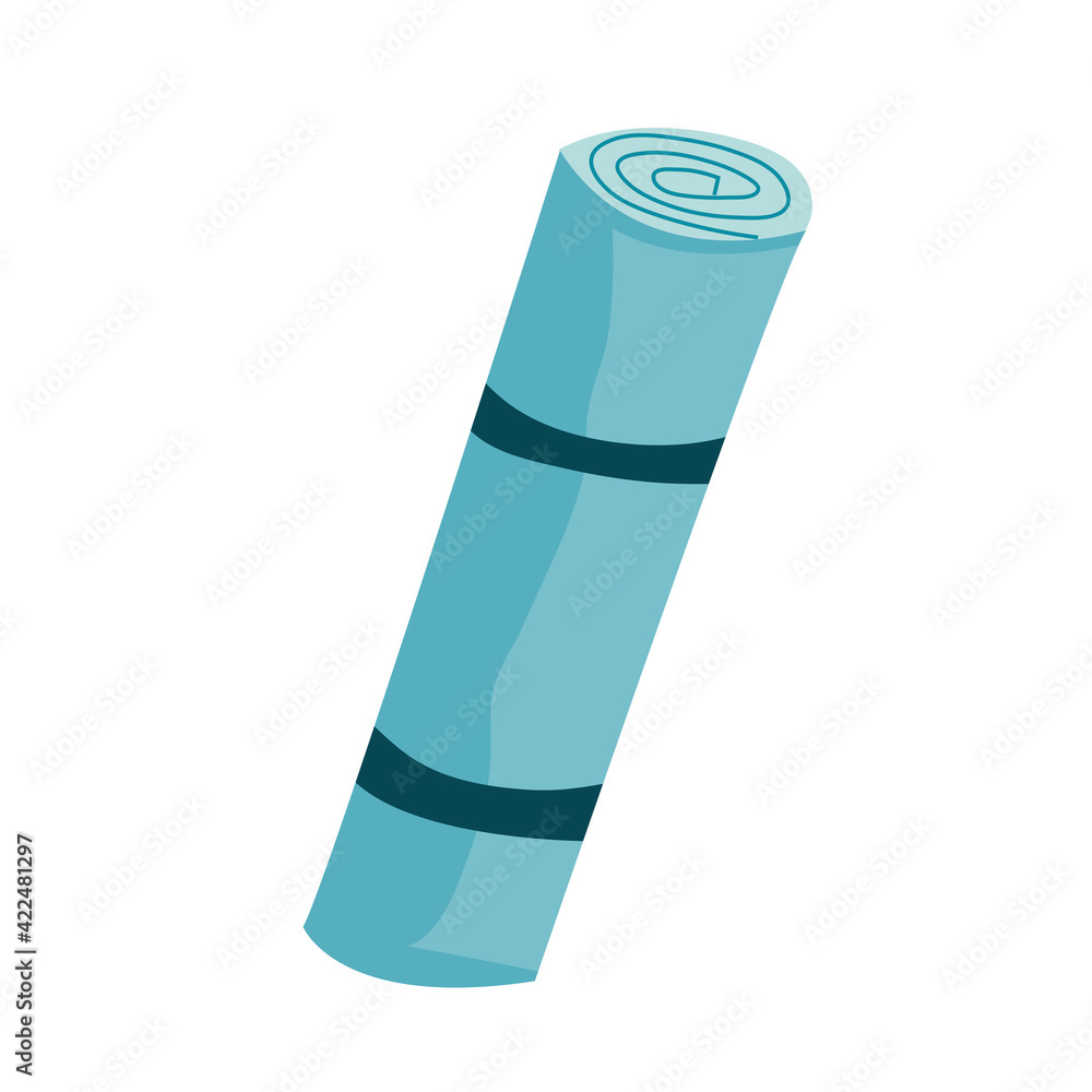 Tourist blue mat. Tent mat. Isolated summer item on a white background. Vector illustration Tourist blue mat. Tent mat. Isolated summer item on a white background. Vector illustration