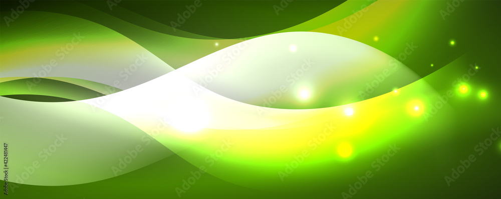 Shiny glowing neon wave, light lines abstract background. Magic energy and motion concept. Vector wallpaper template Shiny glowing neon wave, light lines abstract background. Magic energy and motion concept. Vector wallpaper template