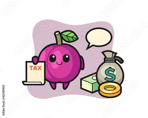 Character cartoon of plum fruit as a accountant