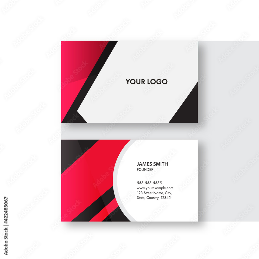 Modern Horizontal Business Card Template Layout In Front And Back View.