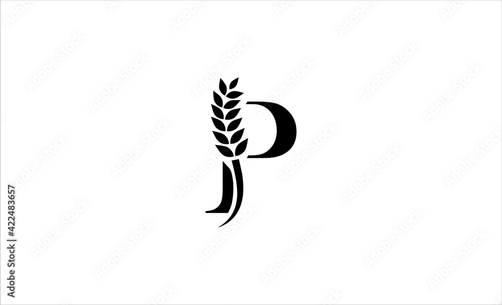 wheat logo letter P vector illustration wheat logo letter P vector illustration