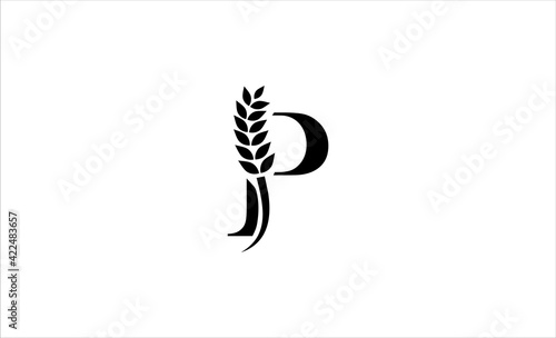wheat logo letter P vector illustration