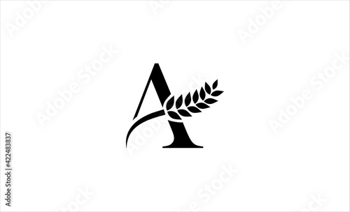wheat logo letter a vector illustration