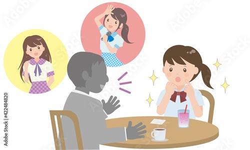 カフェでスカウトマンにその気にさせられる女子学生