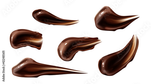 Chocolate strokes, brown liquid ganache smears