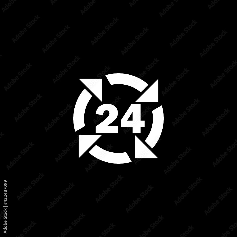 24 hour clock icon isolated on dark background 24 hour clock icon isolated on dark background