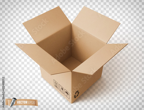 Boîte en carton vectorielle sur fond transparent