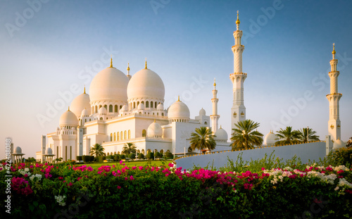 sheikh zayed grand mosque in abu dhabi, united arab emirates. one of the beautiful and famous mosque - middle east