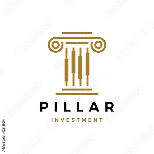 financial candlestick chart pillar investment law logo vector icon illustration