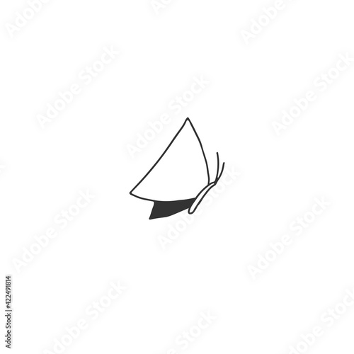 Vector hand drawn insect icon  a butterfly. Simple doodle illustration.