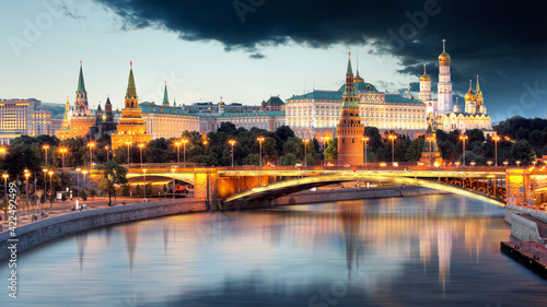 Russia, Moscow city skyline at night © TTstudio