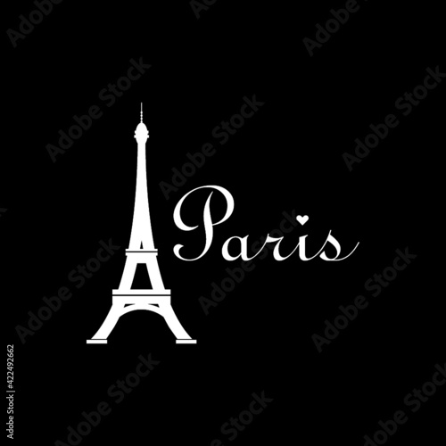 Eiffel tower icon isolated on dark background 