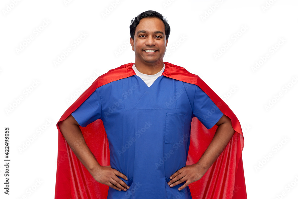 smiling doctor or male nurse in superhero cape smiling doctor or male nurse in superhero cape