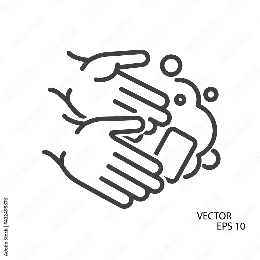 Hands washing flat icon. Pictogram for web. Line stroke. Isolated on white background. Vector eps10. Clear hands. Hands washing flat icon. Pictogram for web. Line stroke. Isolated on white background. Vector eps10. Clear hands.
