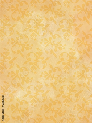Jugendstil viktorianisch floral Ornament auf Hintergrund gelb gold Textil Wand antik altes Papier Vorlage Layout Design Template Geschenk zeitlos sch  n alt barock edel rokoko elegant background