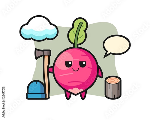 Character cartoon of radish as a woodcutter