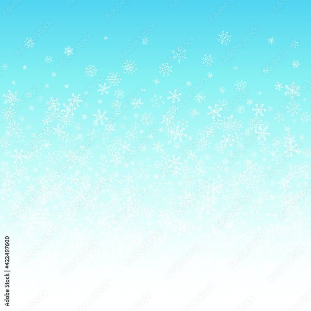 White Snow Vector Blue Background. Sky Snowflake Wallpaper. Gray Christmas Card. Xmas Snowfall Design. White Snow Vector Blue Background. Sky Snowflake Wallpaper. Gray Christmas Card. Xmas Snowfall Design.