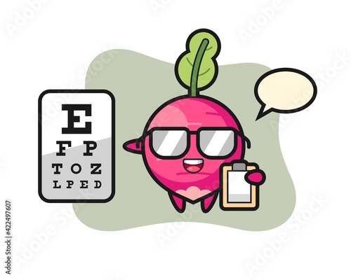 Illustration of radish mascot as a ophthalmology