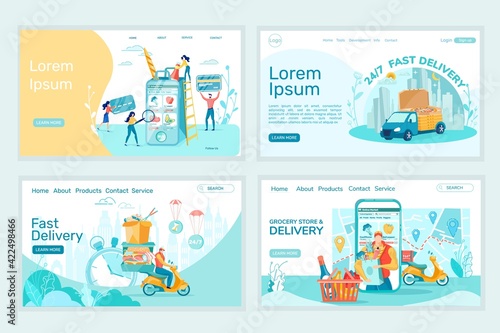 Grocery Deliveryman Landing Page Template Set