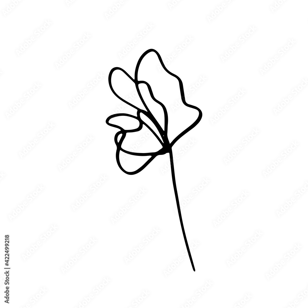 Abstract flower is drawn with one line. Vector illustration for the design of invitations, business cards, cosmetics Abstract flower is drawn with one line. Vector illustration for the design of invitations, business cards, cosmetics