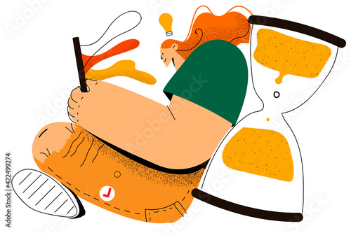 Task completion, successful planning and time management concept.