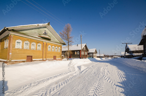 The beautiful northern village of Kilza. Russian village in winter. Russia, Arkhangelsk region, Mezensky district  © Yakovlev