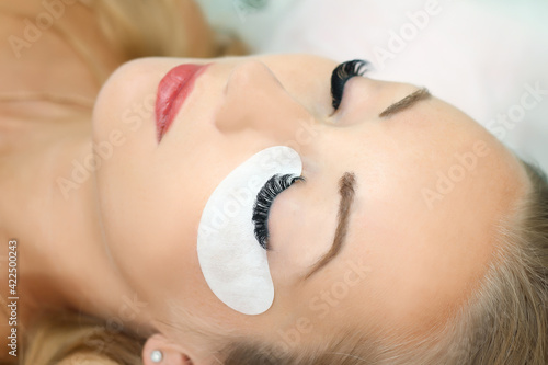 Eyelash extension procedure.