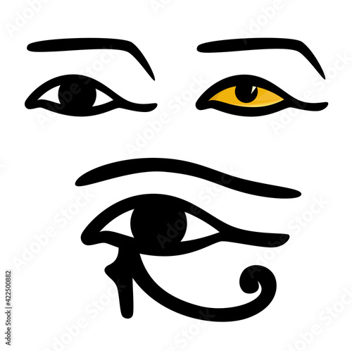 Eye of Horus and ancient egyptian style human eyes - vector design set of magical protection symbols