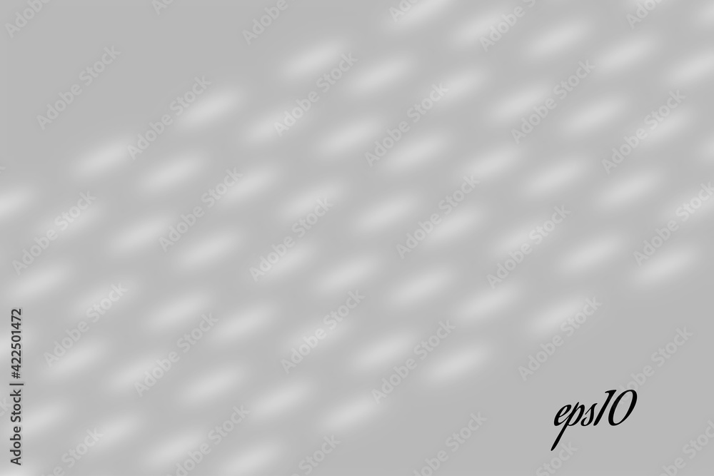 Naklejka premium Realistic window shadow. Multiply Overlay effect. Long shadow light on wall or floor. Mesh gradient scenes of natural lighting. Oval perforation. Natural background for design. Illustration