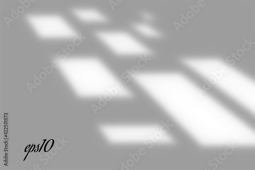 Realistic window shadow. Multiply Overlay effect. Long shadow light on wall or floor. Mesh gradient scenes of natural lighting. Square perforation. Natural background for design. Illustration