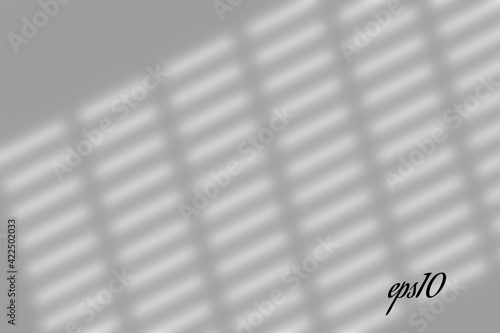 Realistic window shadow. Multiply Overlay effect. Long shadow light on wall or floor. Mesh gradient scenes of natural lighting. Jalousie perforation. Natural background for design. Illustration
