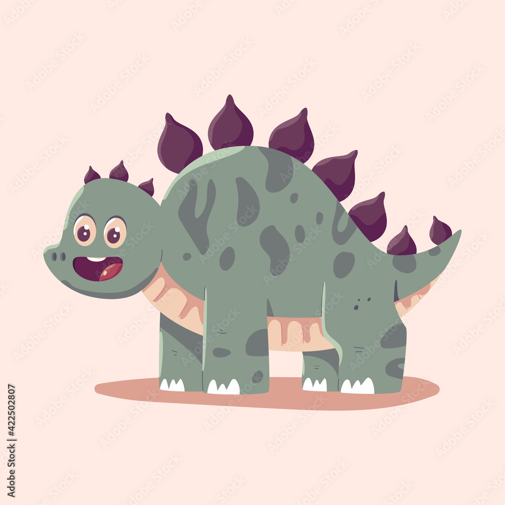 Fototapeta premium Cute stegosaurus vector cartoon dinosaur illustration isolated on background.
