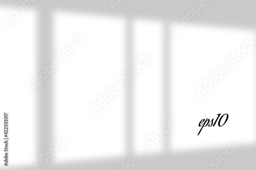 Realistic window shadow. Multiply Overlay effect. Long shadow light on wall or floor. Mesh gradient scenes of natural lighting. Jalousie perforation. Natural background for design. Illustration