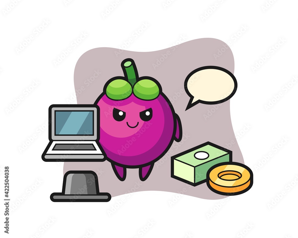 Mascot Illustration of mangosteen as a hacker Mascot Illustration of mangosteen as a hacker