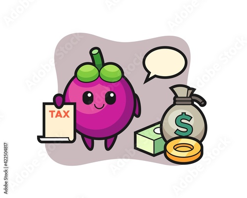 Character cartoon of mangosteen as a accountant