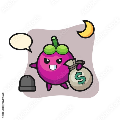 Illustration of mangosteen cartoon is stolen the money