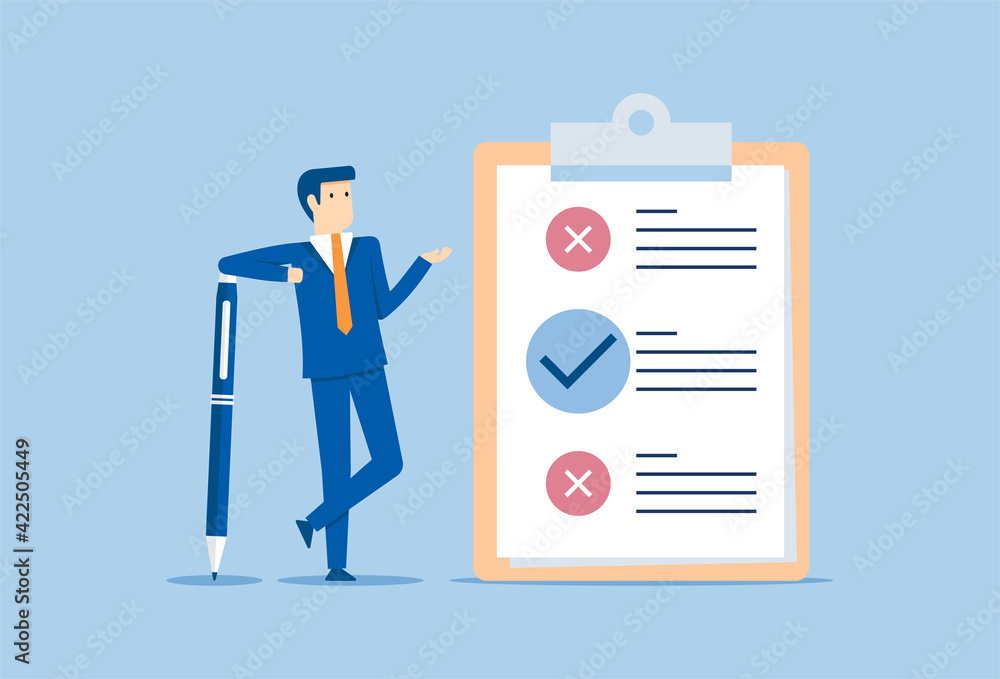 Businessman checks the list of work documents Businessman checks the list of work documents