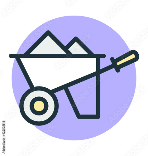Wheelbarrow Cool Vector Icon