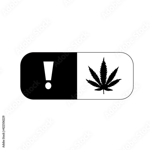 Black marijuana leaf icon isolated on white background. Design element. Vector illustration.