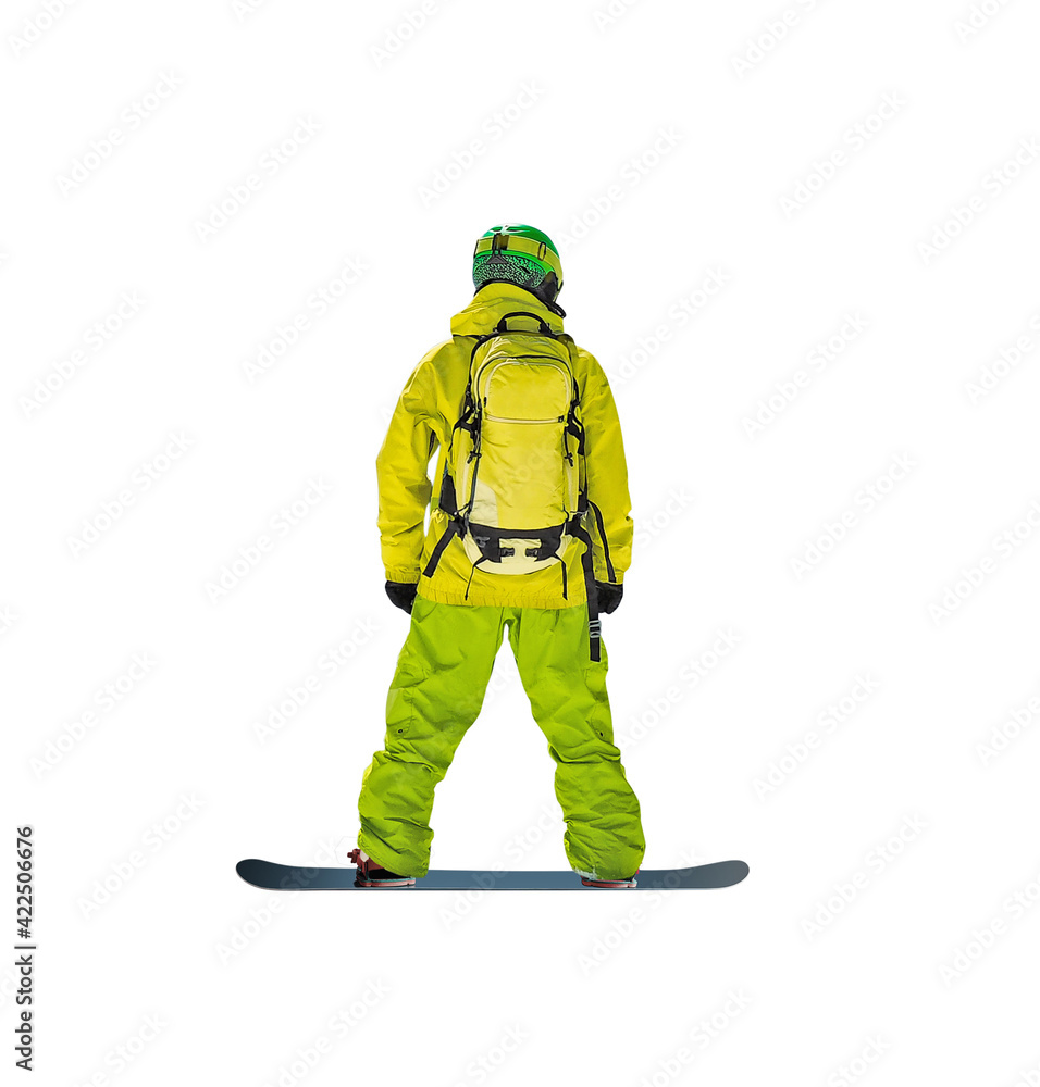 Back view of snowboarder isolated on white background Back view of snowboarder isolated on white background