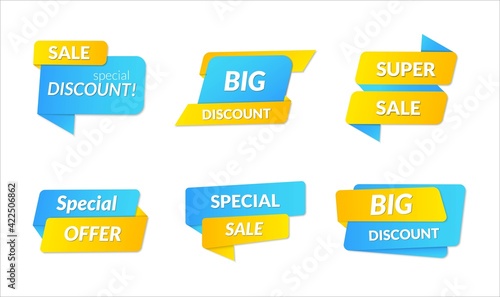 Sale Shopping banners set. Collection of vector labels and tags. Vector illustration