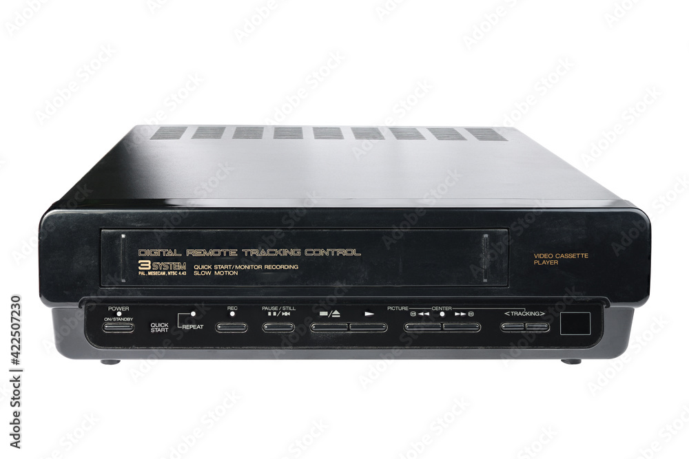 Obraz premium Old video recorder 1980s 1990s isolated on white background. 