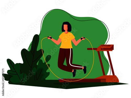 illustration of jump rope in the gym